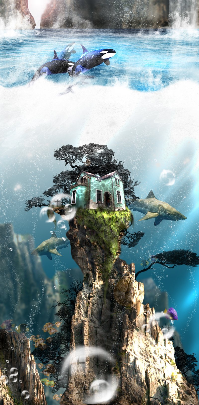 Wallpapers Digital Art Nature - Landscapes Maison sous la mer