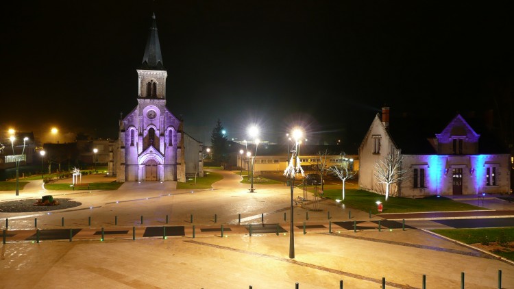 Wallpapers Constructions and architecture Religious Buildings place du poinonnet et son glise illumine