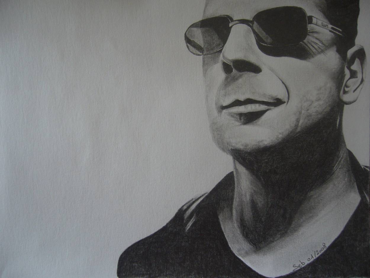 Fonds d'cran Art - Crayon Portraits Bruce Willis