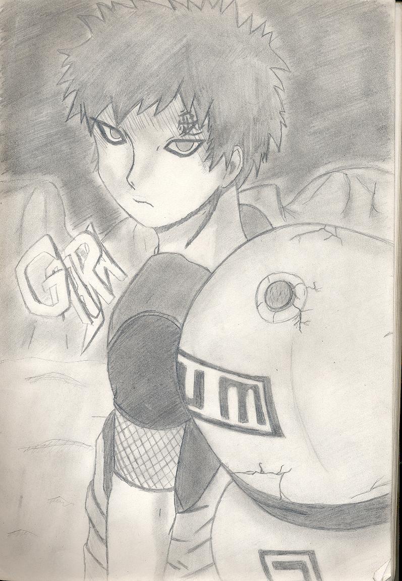 Fonds d'cran Art - Crayon Manga - Naruto gaara