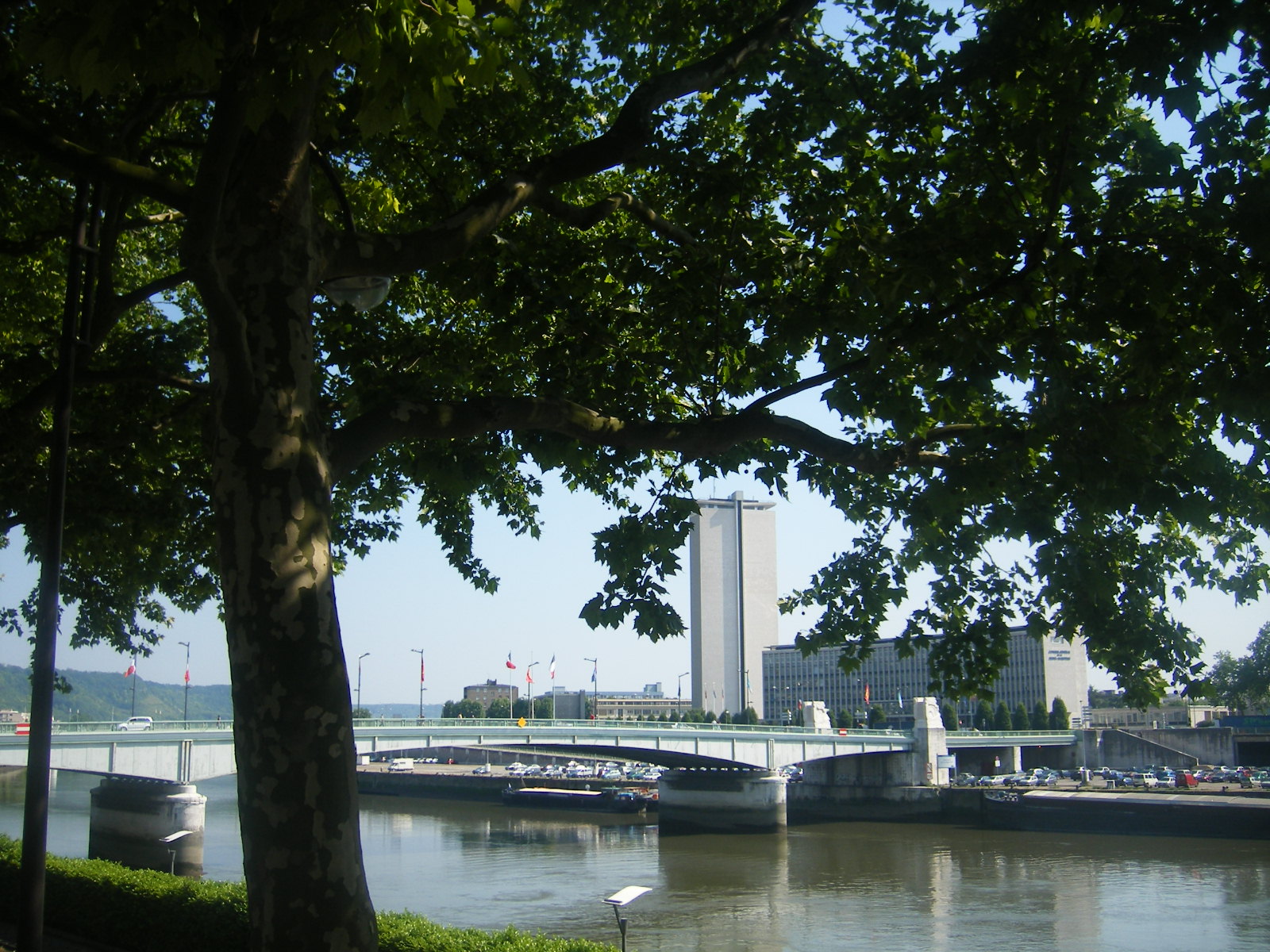 Fonds d'cran Nature Ciel - Nuages la seine  rouen sous le soleil et ombrage par des arbres