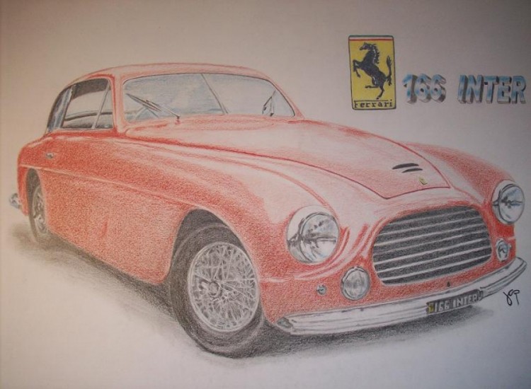 Fonds d'cran Art - Crayon Voitures et Motos Ferrari 166 Inter