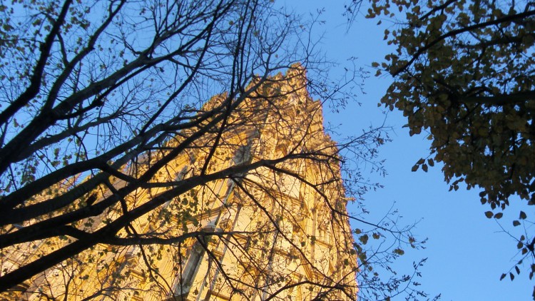 Wallpapers Constructions and architecture Religious Buildings la tour de beure de la cathdrale de Rouen illumine par le soleil et les dcos de noel