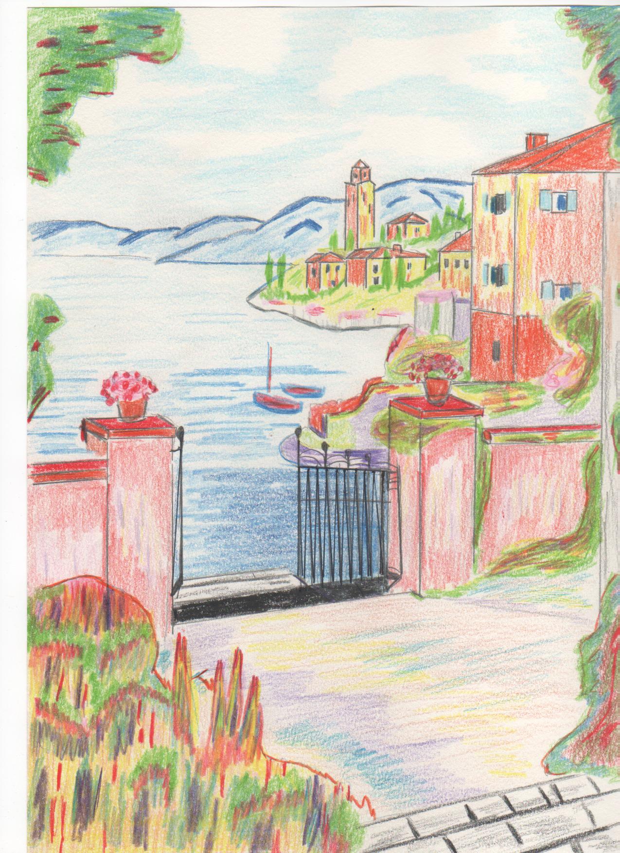 Fonds d'cran Art - Crayon Marine et port de pche port 1