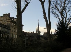 Wallpapers Constructions and architecture le clocher de cathdrale de rouen depuis les jardins de l'hotel de ville