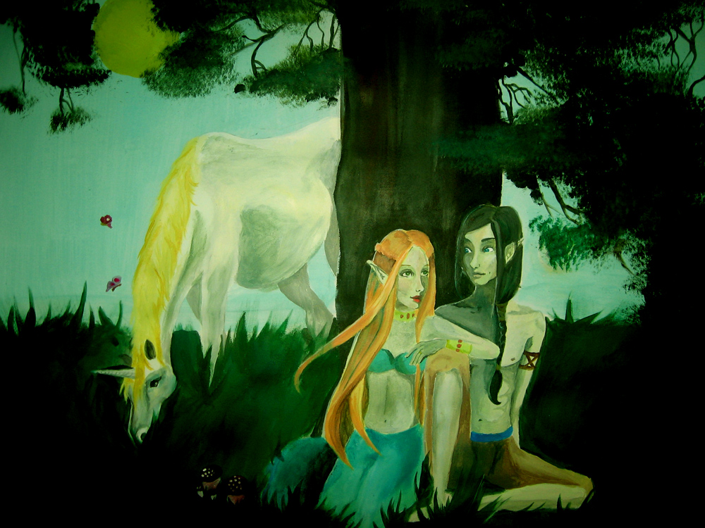 Fonds d'cran Art - Peinture Fantasy couple d'elfes