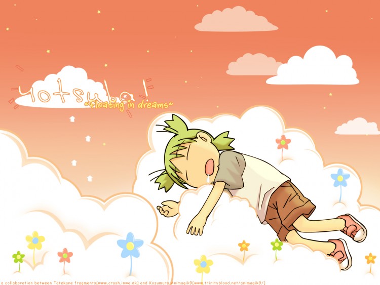 Fonds d'cran Manga Yotsuba Sleeping among the clouds