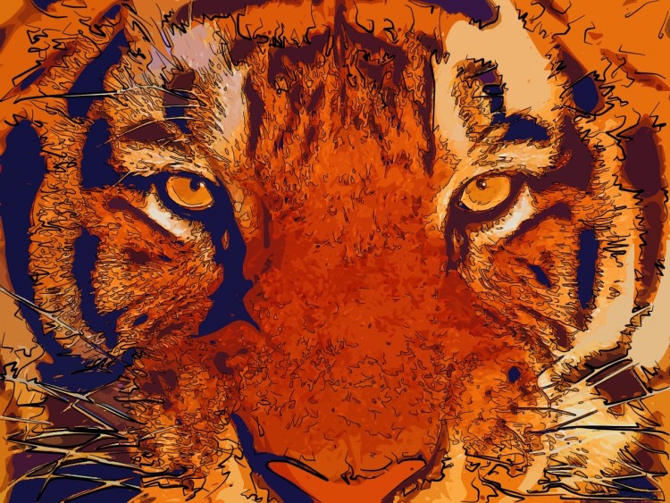 Wallpapers Digital Art Animals the red tiger