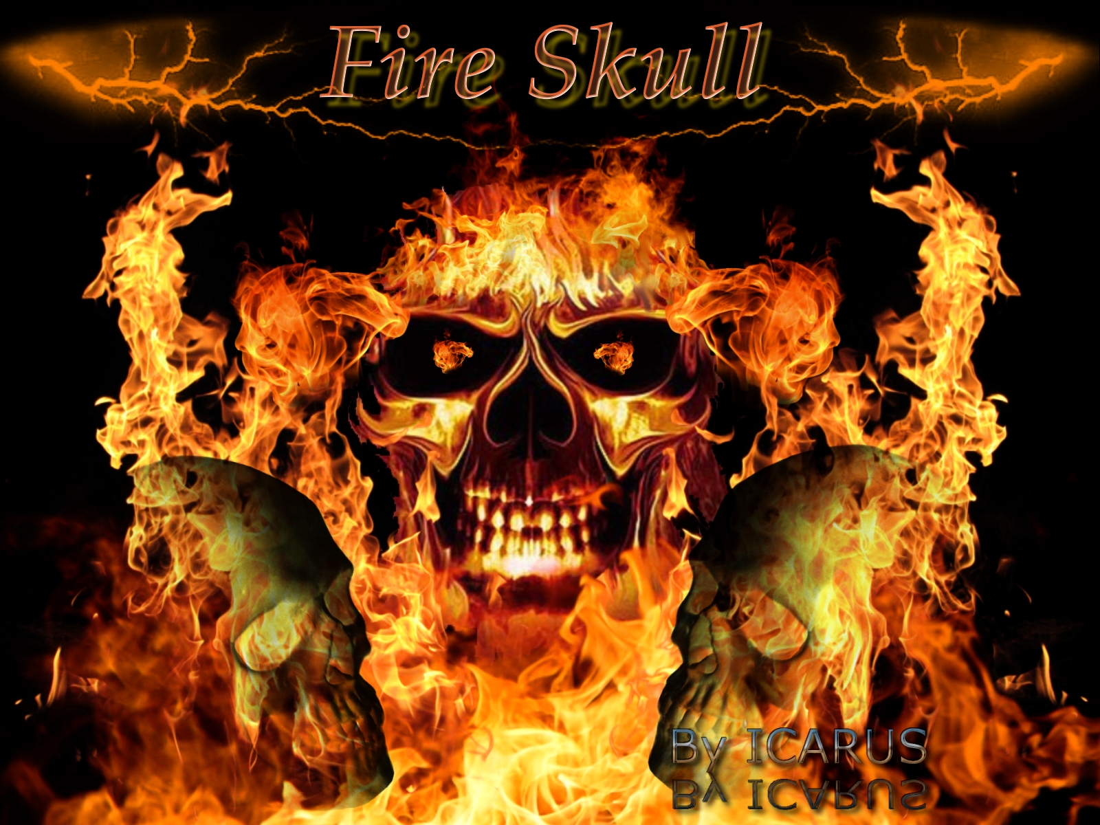 Wallpapers Digital Art Style Dark fire skull