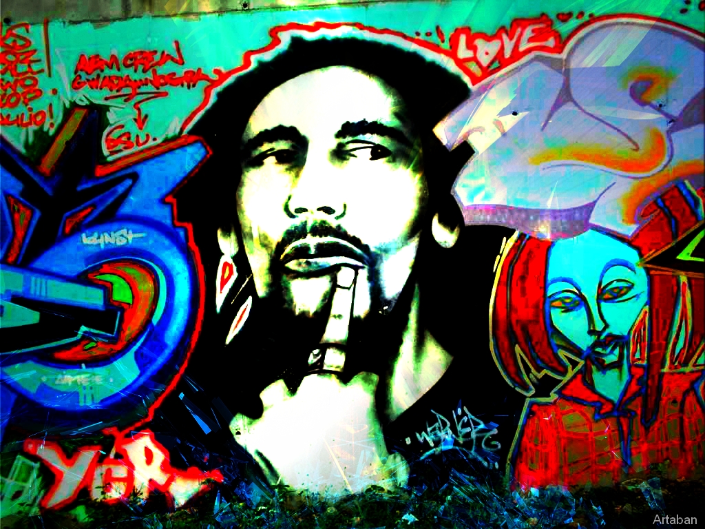 Fonds d'cran Art - Peinture Graffitis Bob Marley