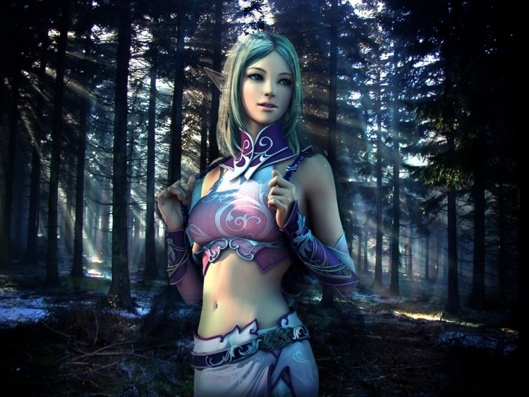 Wallpapers Fantasy and Science Fiction Elfs Elfes en Foret Tnbreuse