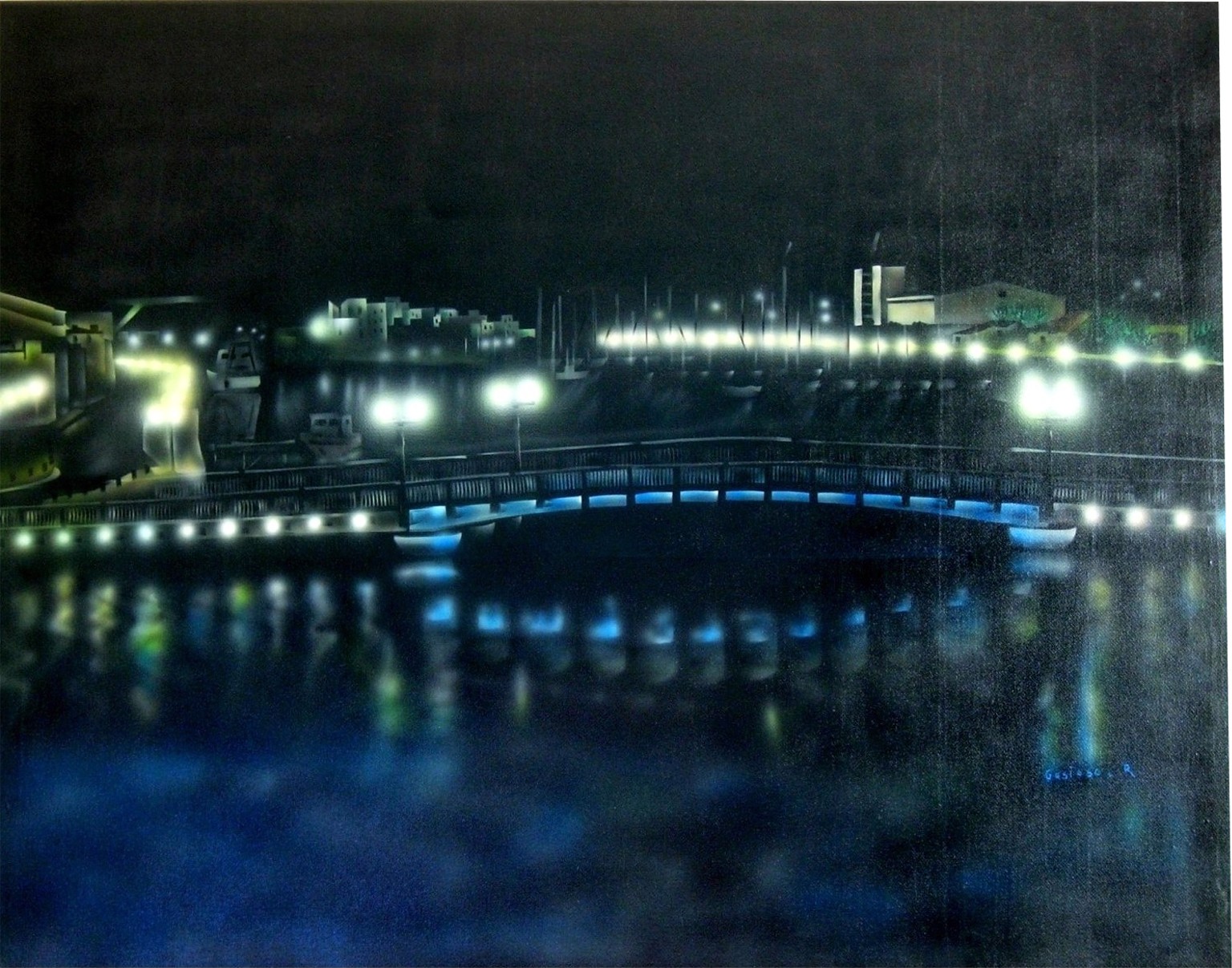 Fonds d'cran Art - Peinture Paysages urbains martigues la nuit 2