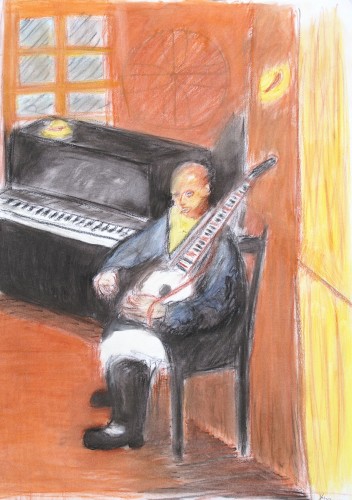 Fonds d'cran Art - Crayon Personnages Joueur de Banjo