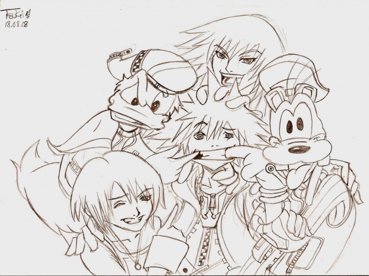 Wallpapers Art - Pencil Manga - Kingdom Hearts La troupe de Kingdom Hearts