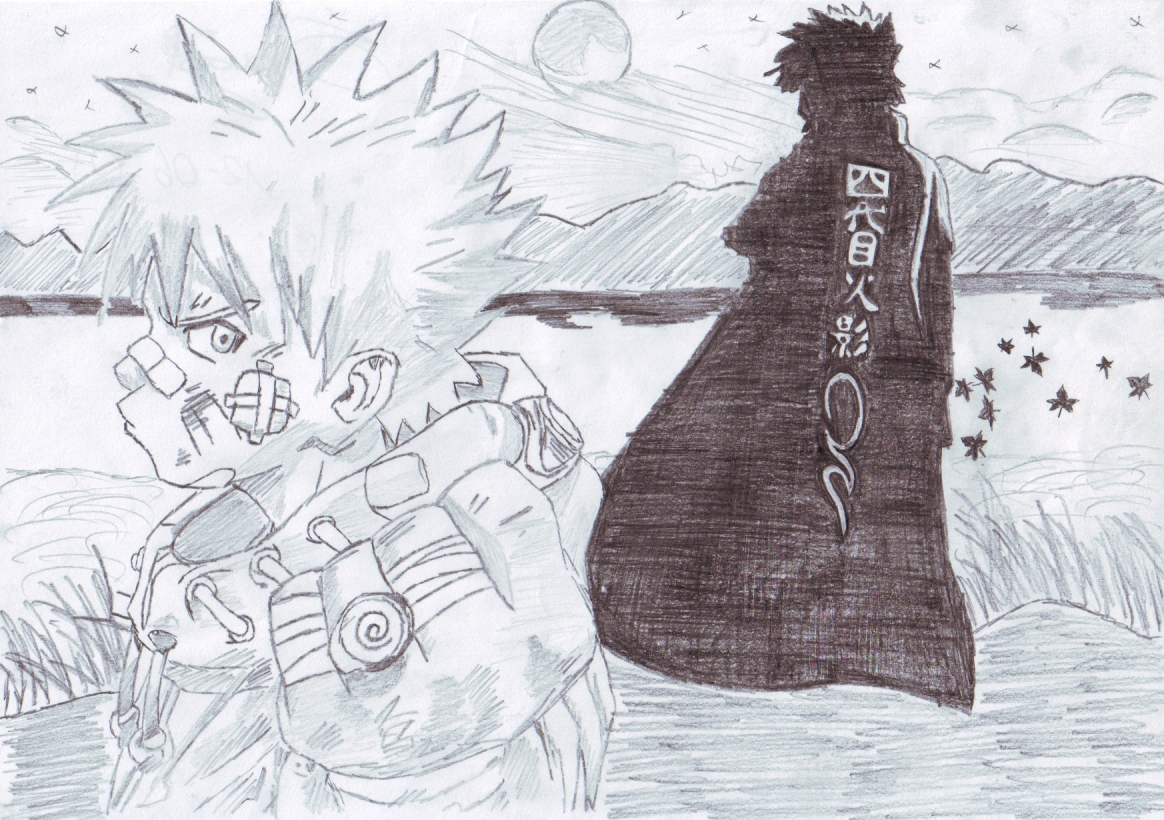 Wallpapers Art - Pencil Manga - Naruto Naruto and Hokage