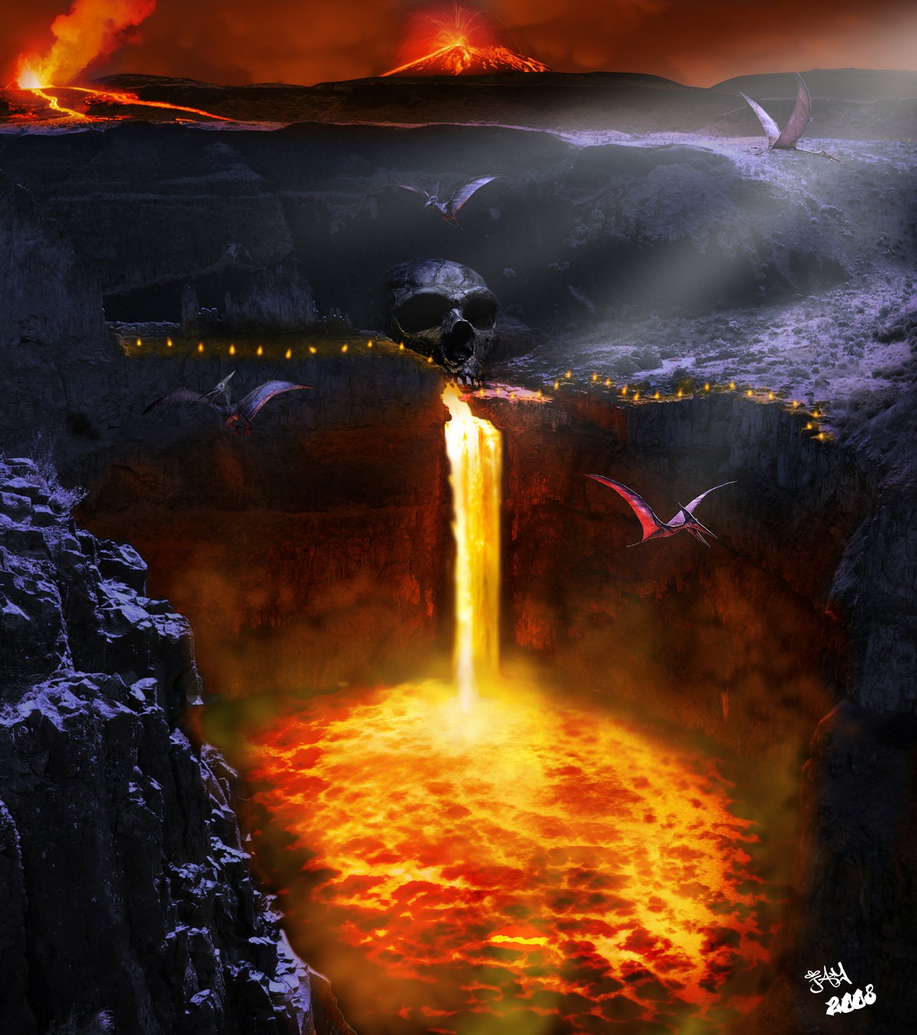 Wallpapers Digital Art Matte-Painting volcano land