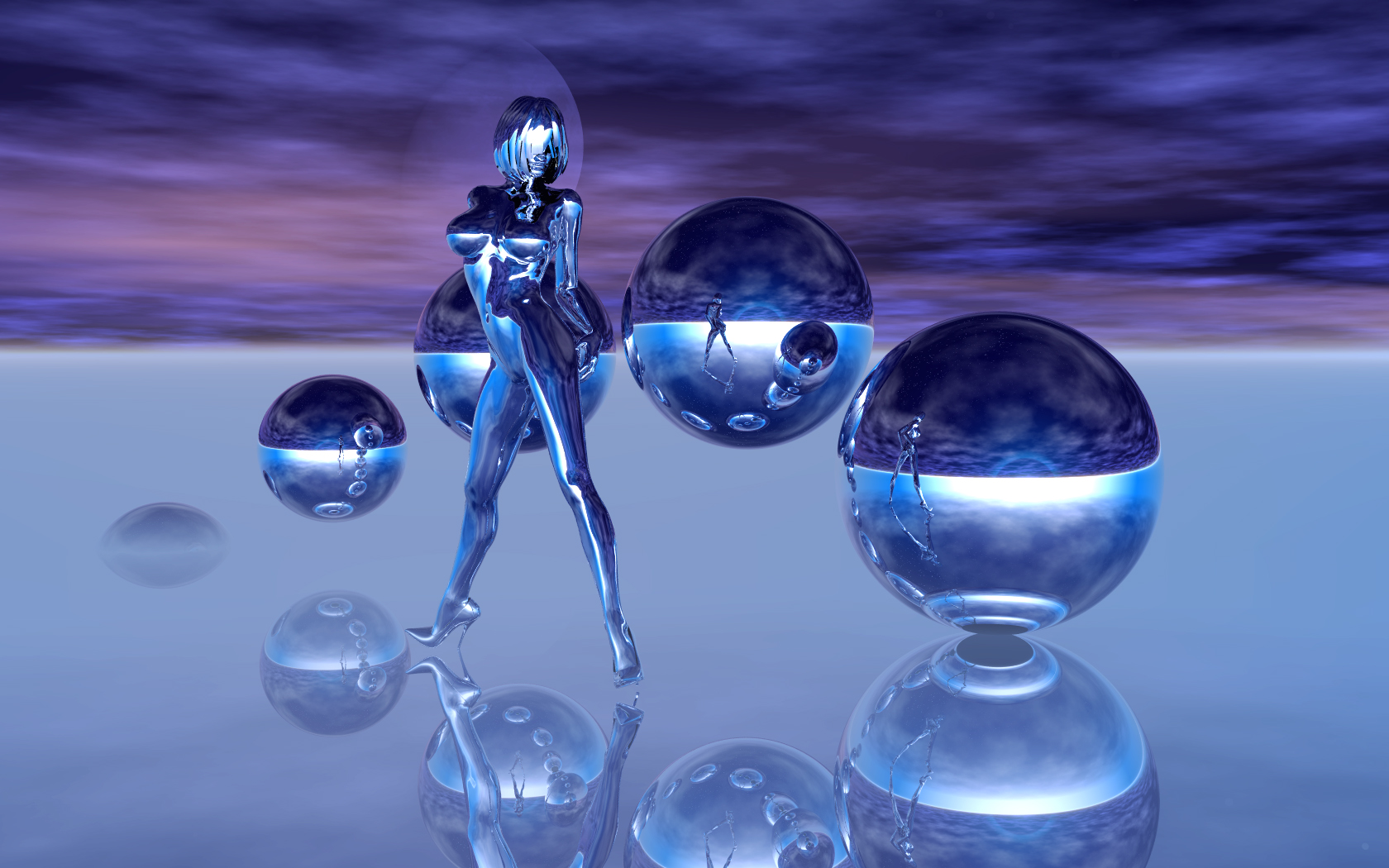 Wallpapers Digital Art 3D - Bryce Aqua Blue Girl 37