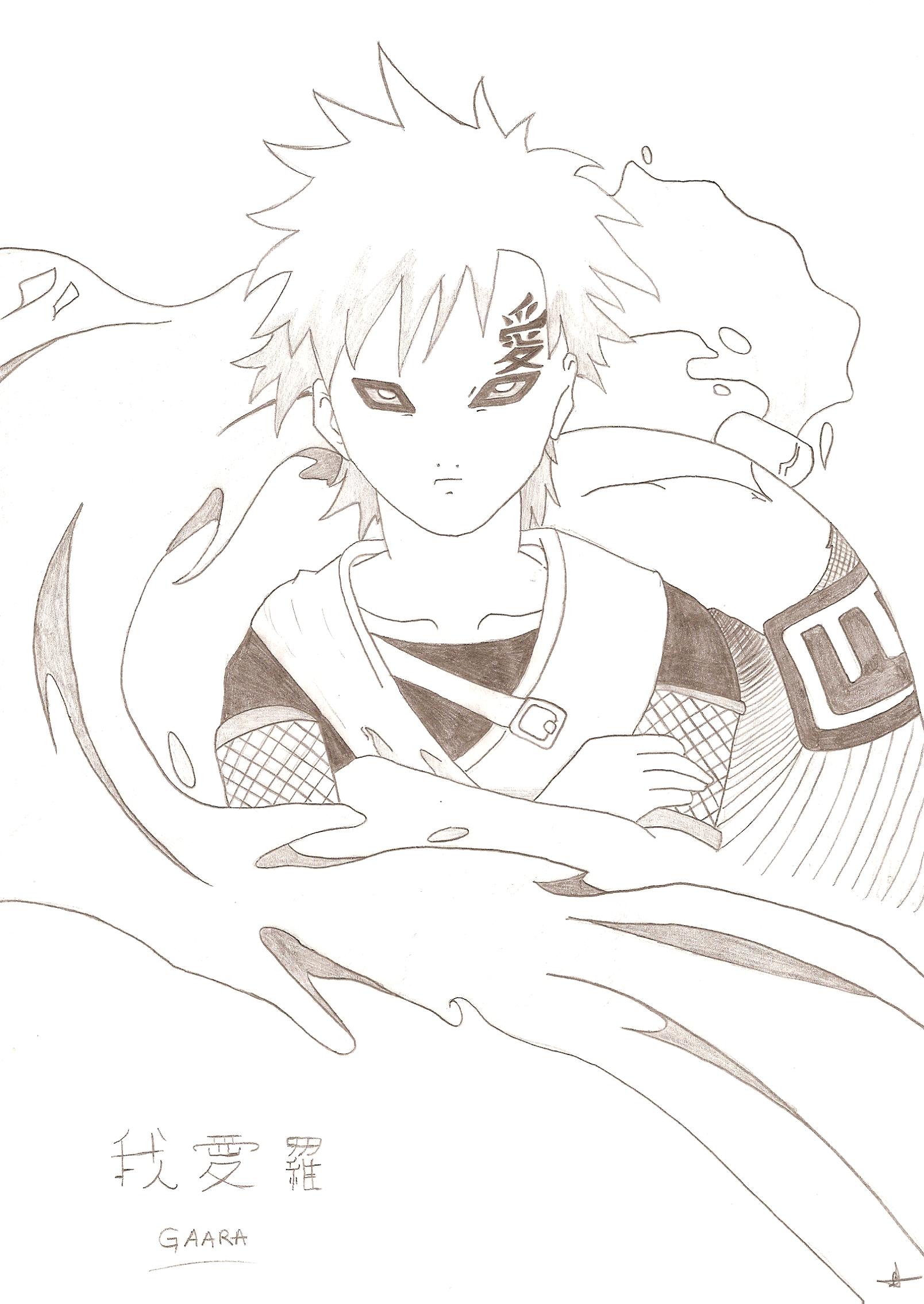 Wallpapers Art - Pencil Manga - Naruto Gaara