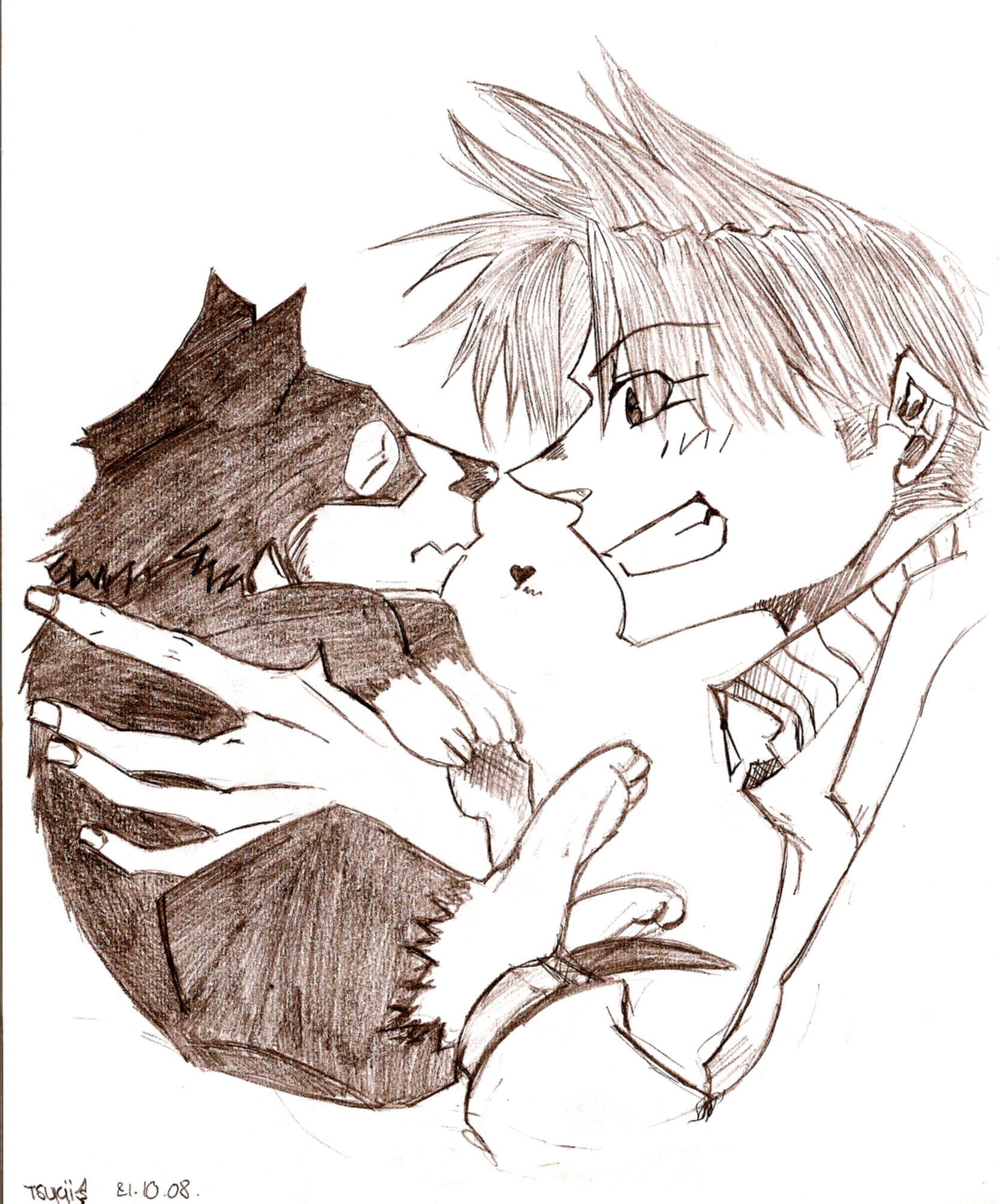 Fonds d'cran Art - Crayon Manga - Divers Tokito et un petit chien mimi