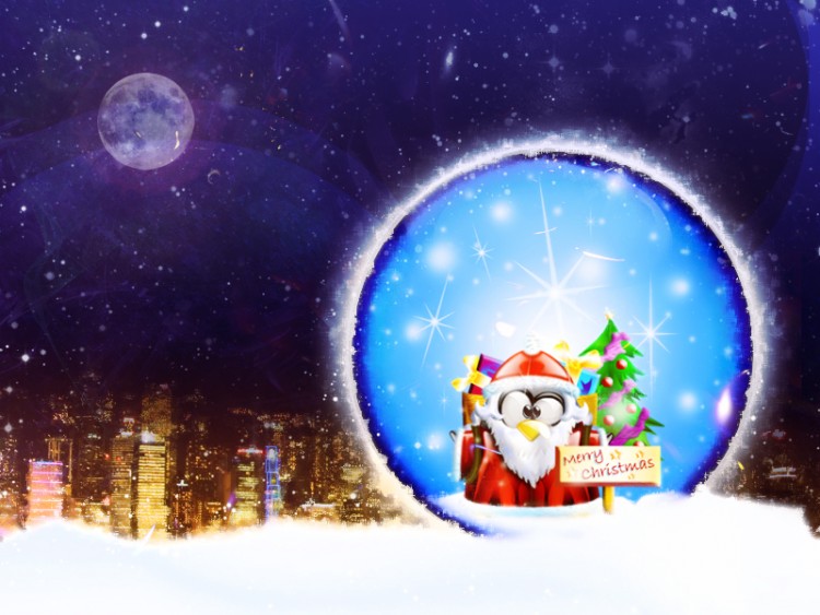 Wallpapers Digital Art Hollidays - Christmas Boule de nol sur la ville