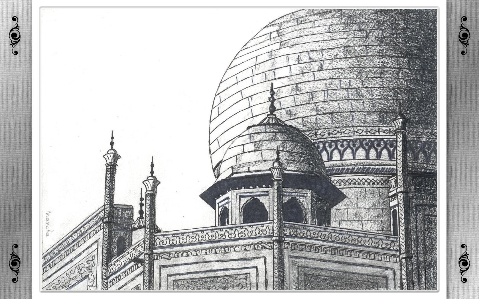 Fonds d'cran Art - Peinture Encre de chine Taj Mahal 