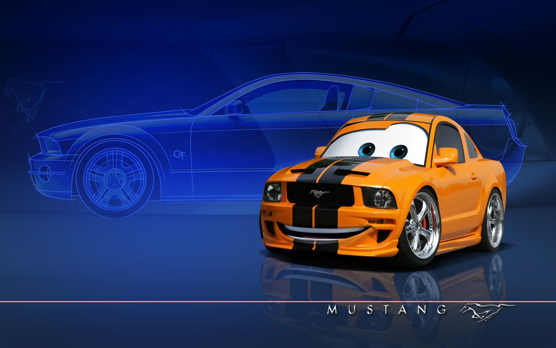 Fonds d'cran Dessins Anims Cars 1 et 2 Pixarized Mustang