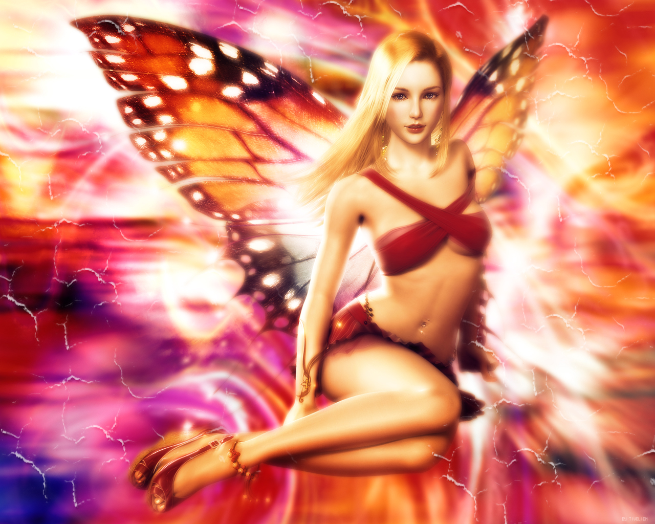 Wallpapers Fantasy and Science Fiction Fairies Fille papillon