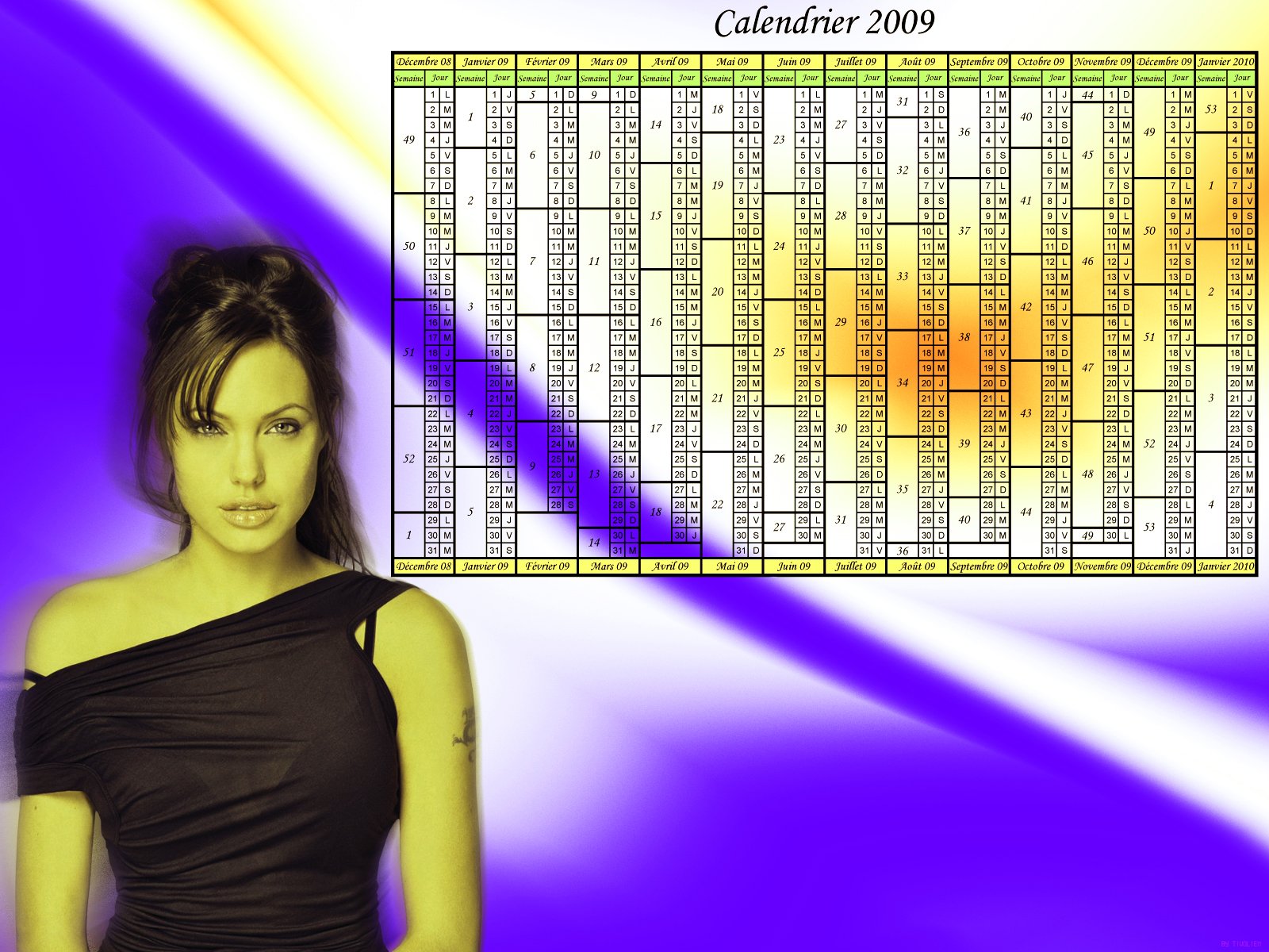 Fonds d'cran Art - Numrique Calendriers Calendrier Angelina Jolie 2009