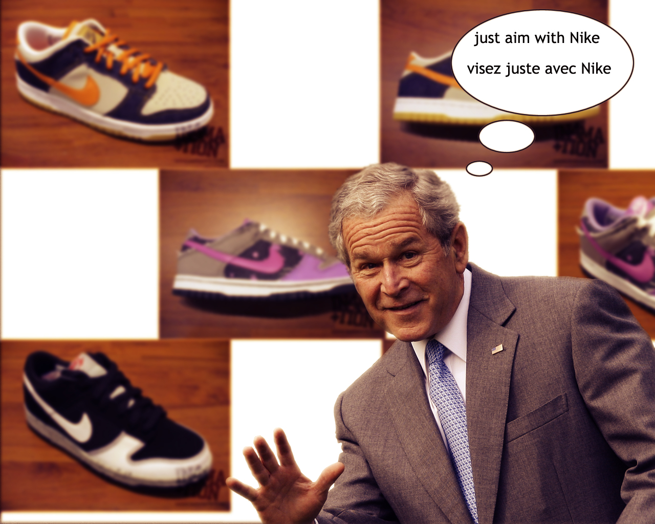 Fonds d'cran Humour Fausses pubs Bush_Nike_1280-1024