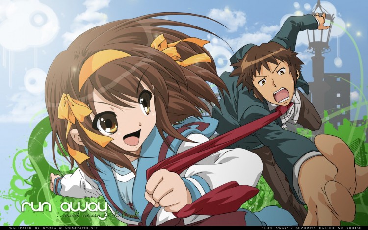 Fonds d'cran Manga Suzumiya Haruhi No Yuutsu run away