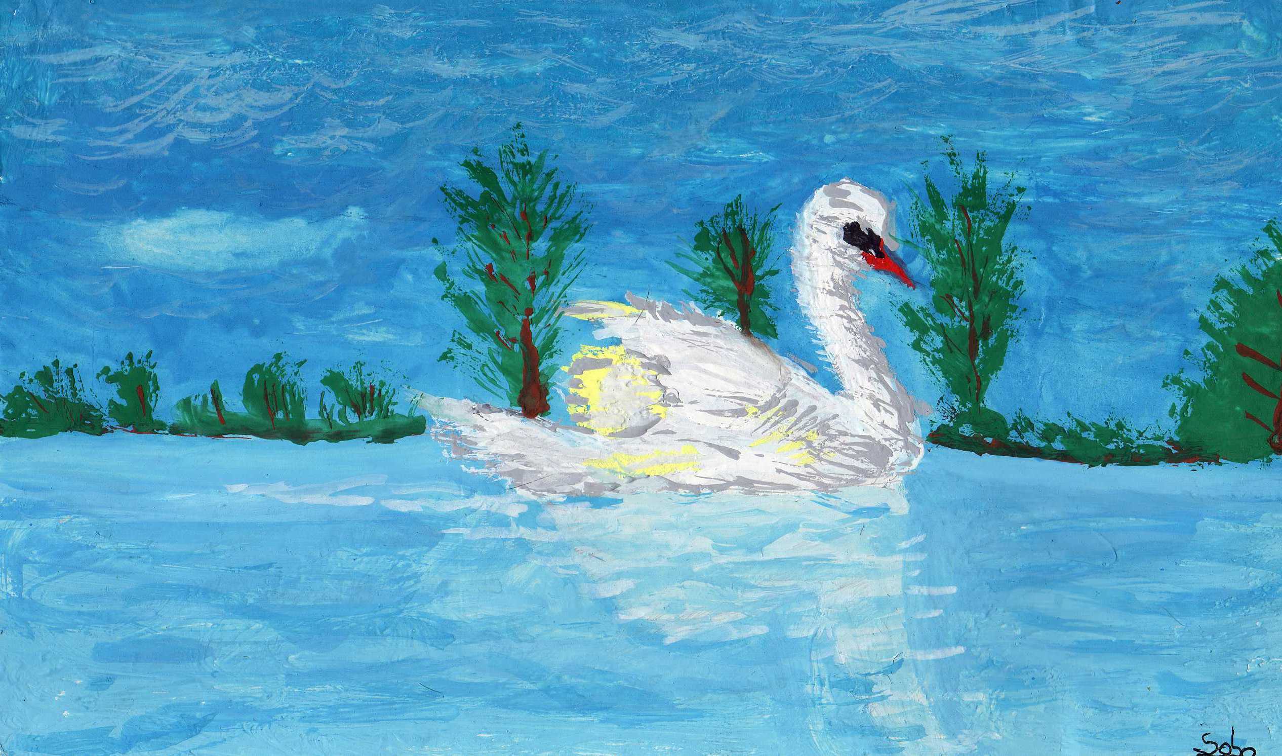 Wallpapers Art - Painting Animals le cygne