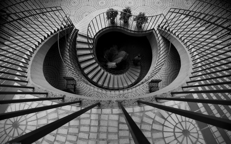 Wallpapers Constructions and architecture Stairs Escalier noir et blanc