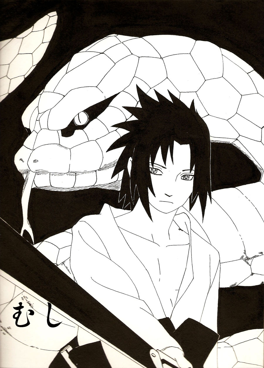 Fonds d'cran Art - Crayon Manga - Naruto Sasuke