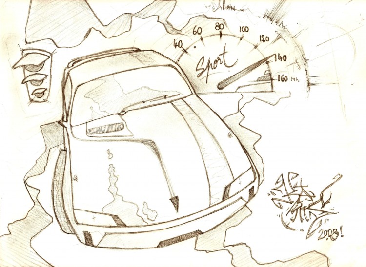 Wallpapers Art - Pencil Cars and motorbikes Super Car
