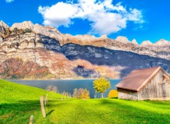 Fonds d'cran Nature   landside   mountain   mountains   lake