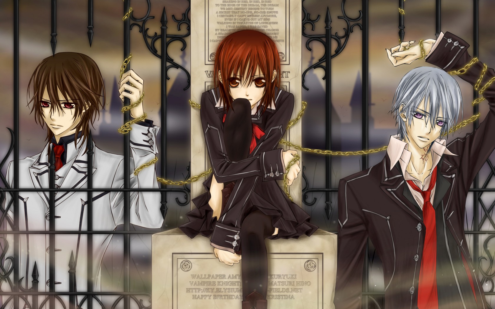 Fonds d'cran Manga Vampire Knight kaname yuki et zero