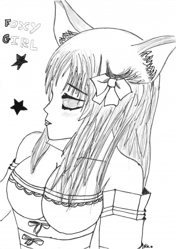 Wallpapers Art - Pencil Manga - Miscellaneous foxy girl