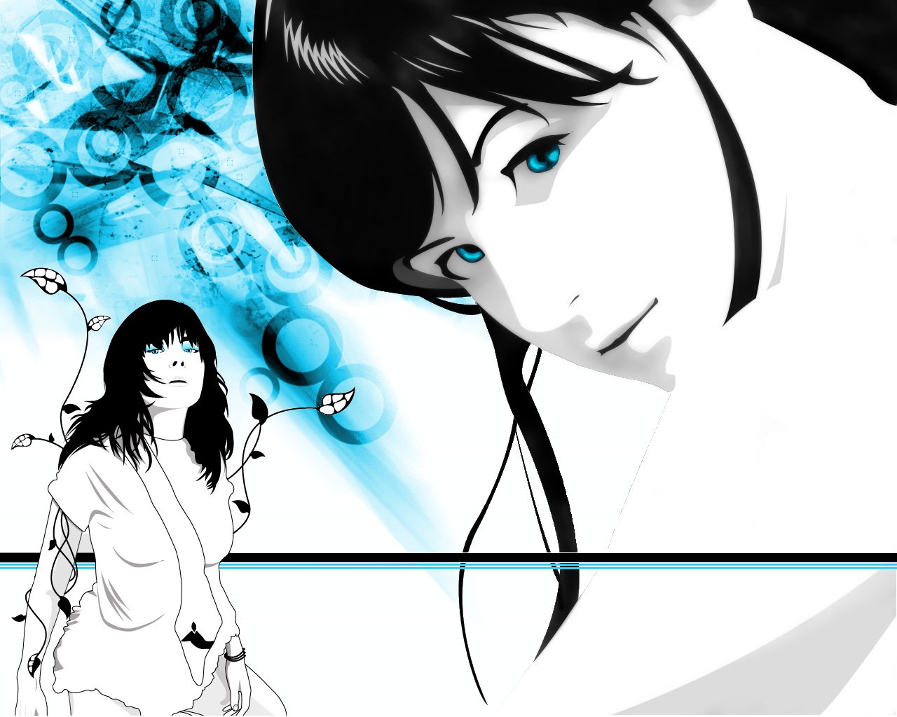 Wallpapers Digital Art Portraits Blue Girls