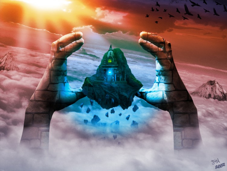 Wallpapers Digital Art Surrealism - Symbolism - Onirism floating temple