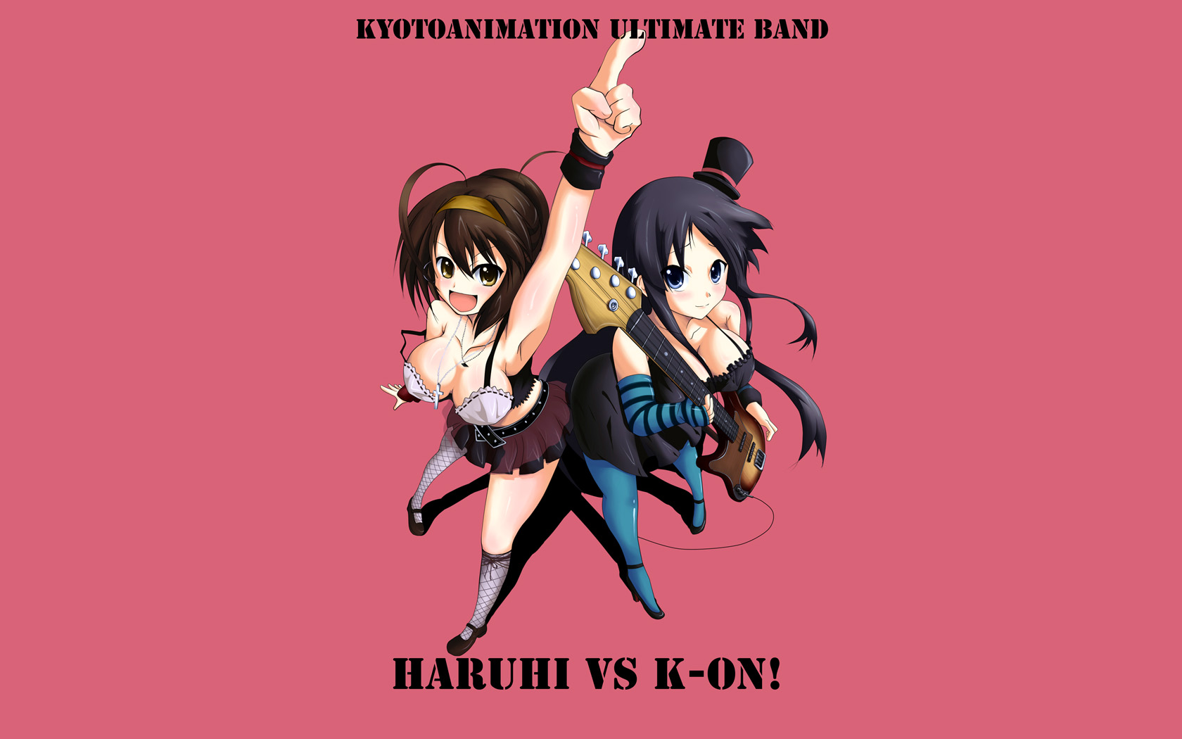 Fonds d'cran Manga K-ON! Akiyama Mio Haruhi vs. K-ON! Akiyama Mio