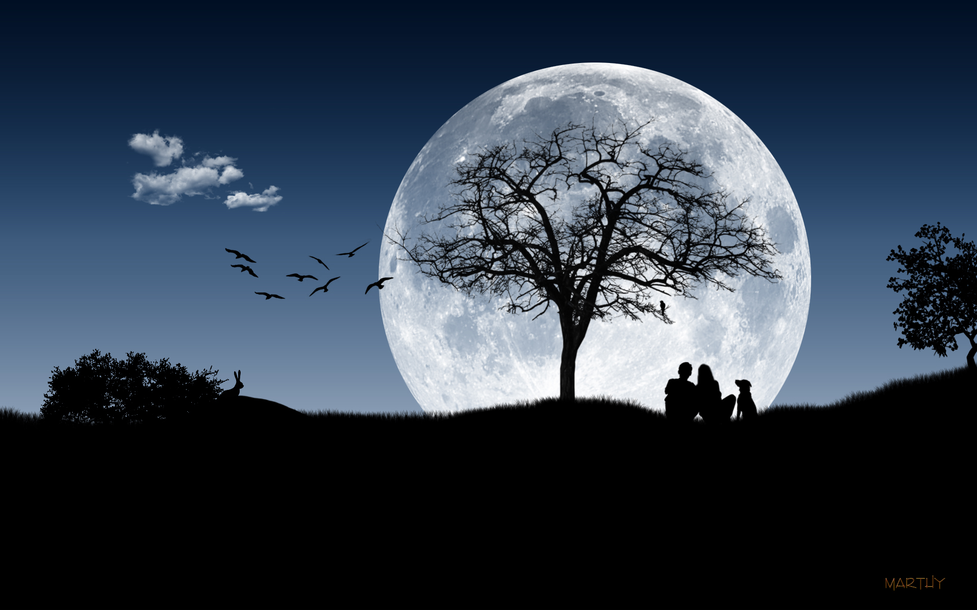 Wallpapers Digital Art Love - Friendship Les amoureux de la Lune