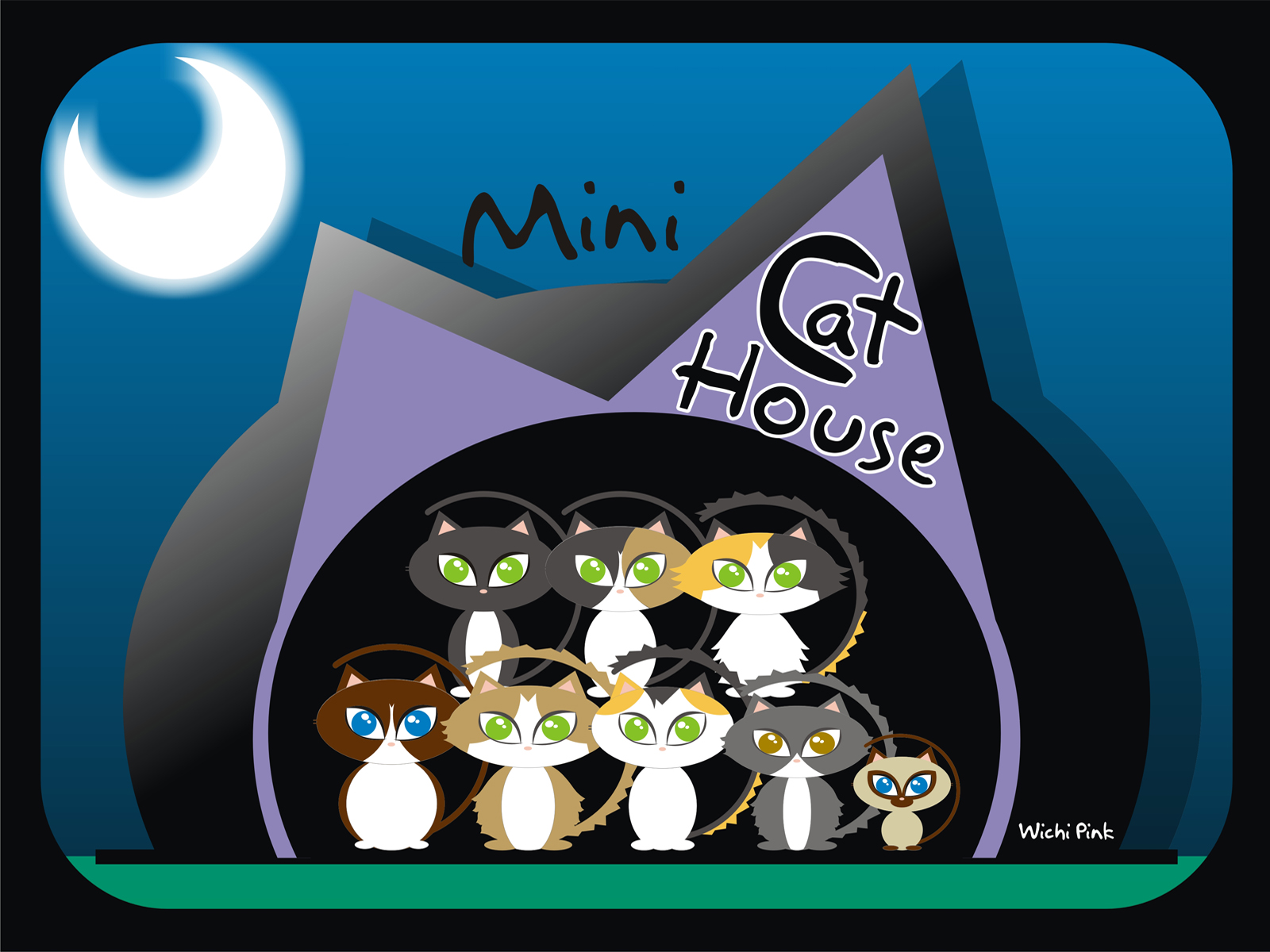 Wallpapers Digital Art Animals Mini Cat House