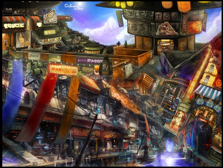 Wallpapers Digital Art Style Asian CityScape