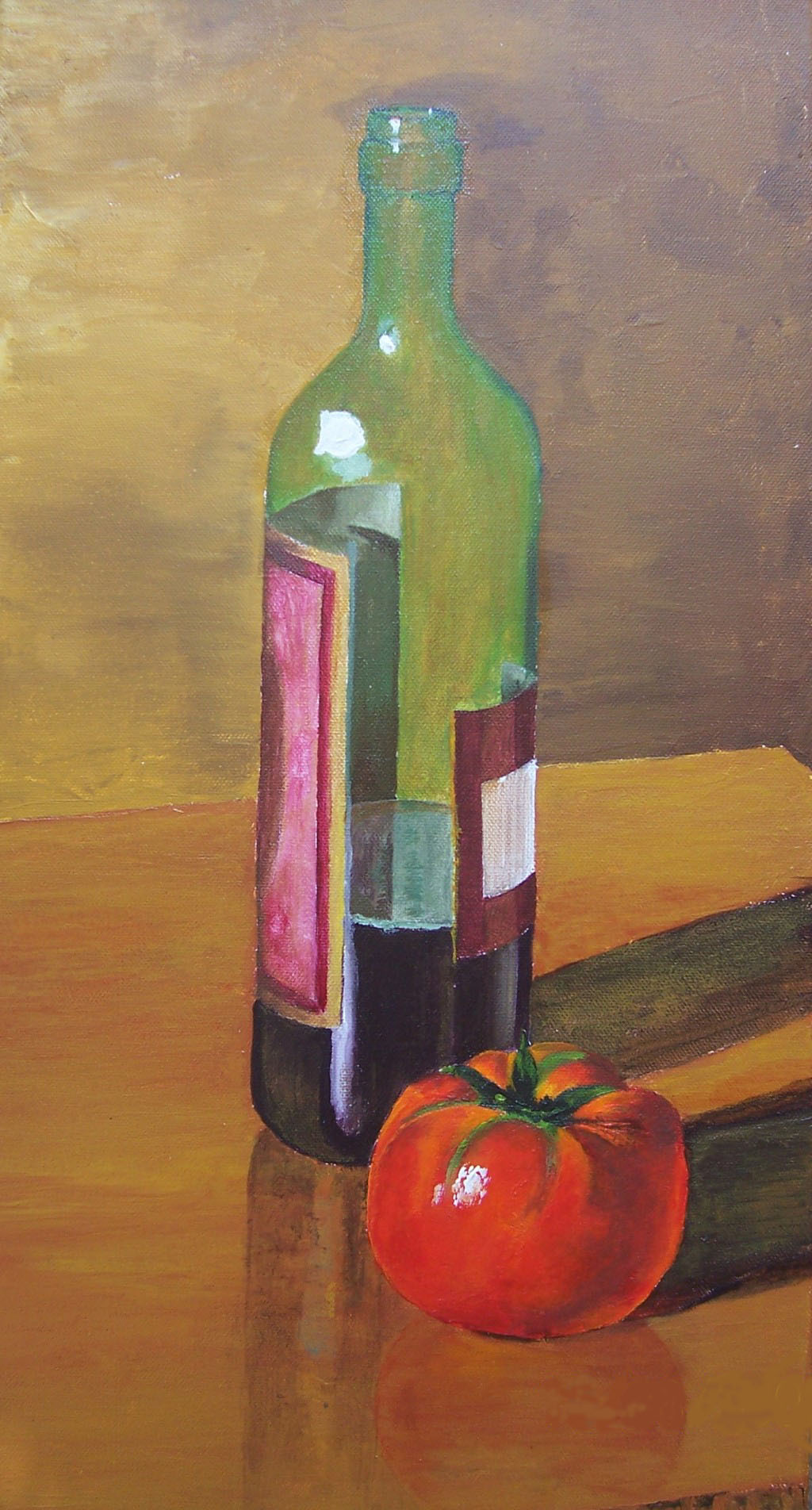 Wallpapers Art - Painting Still-Life bouteille de vin et tomate