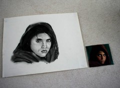 Wallpapers Art - Pencil Afghan Girl'