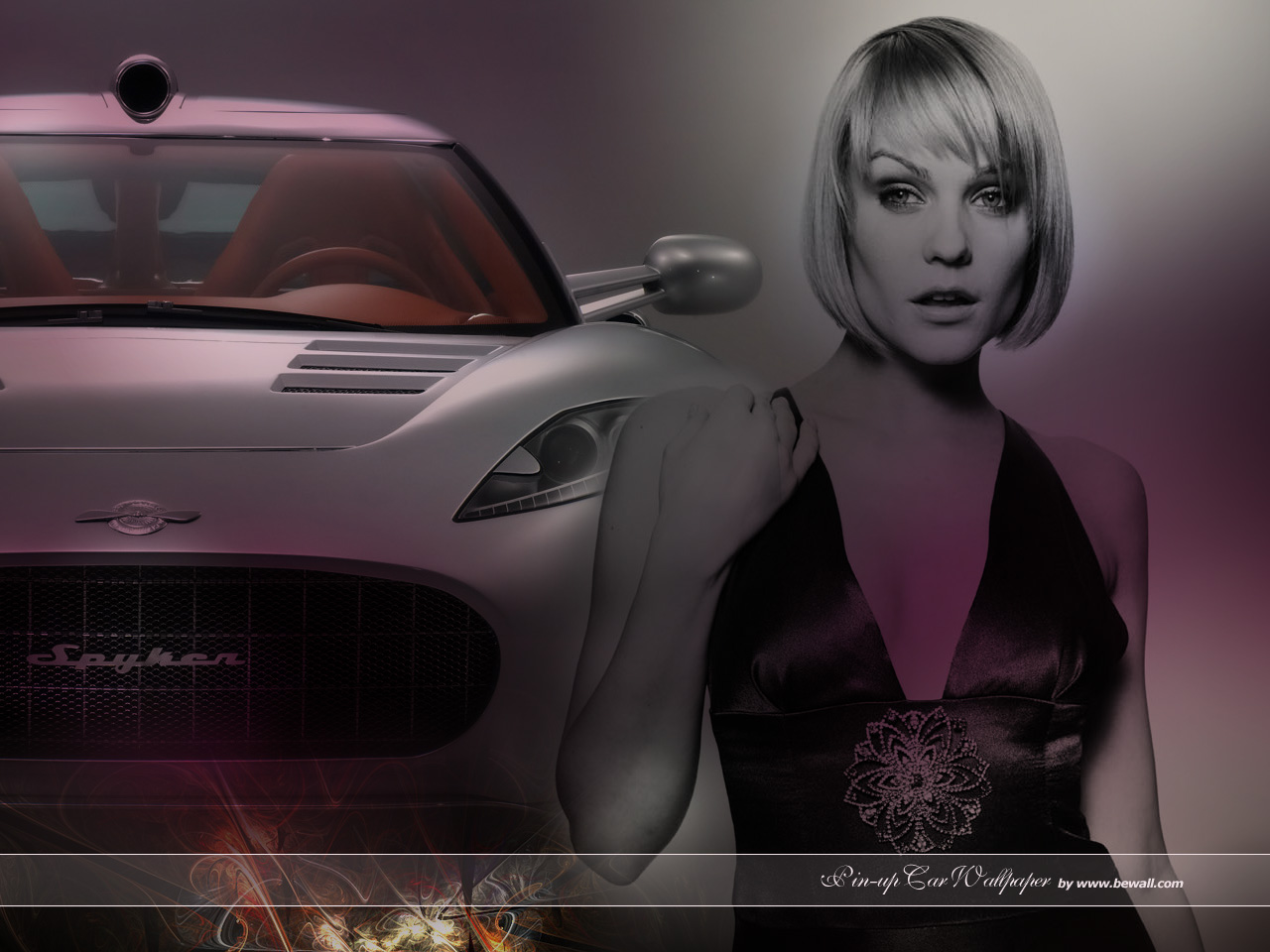 Wallpapers Cars Girls and cars pinup car spyker by bewall.com