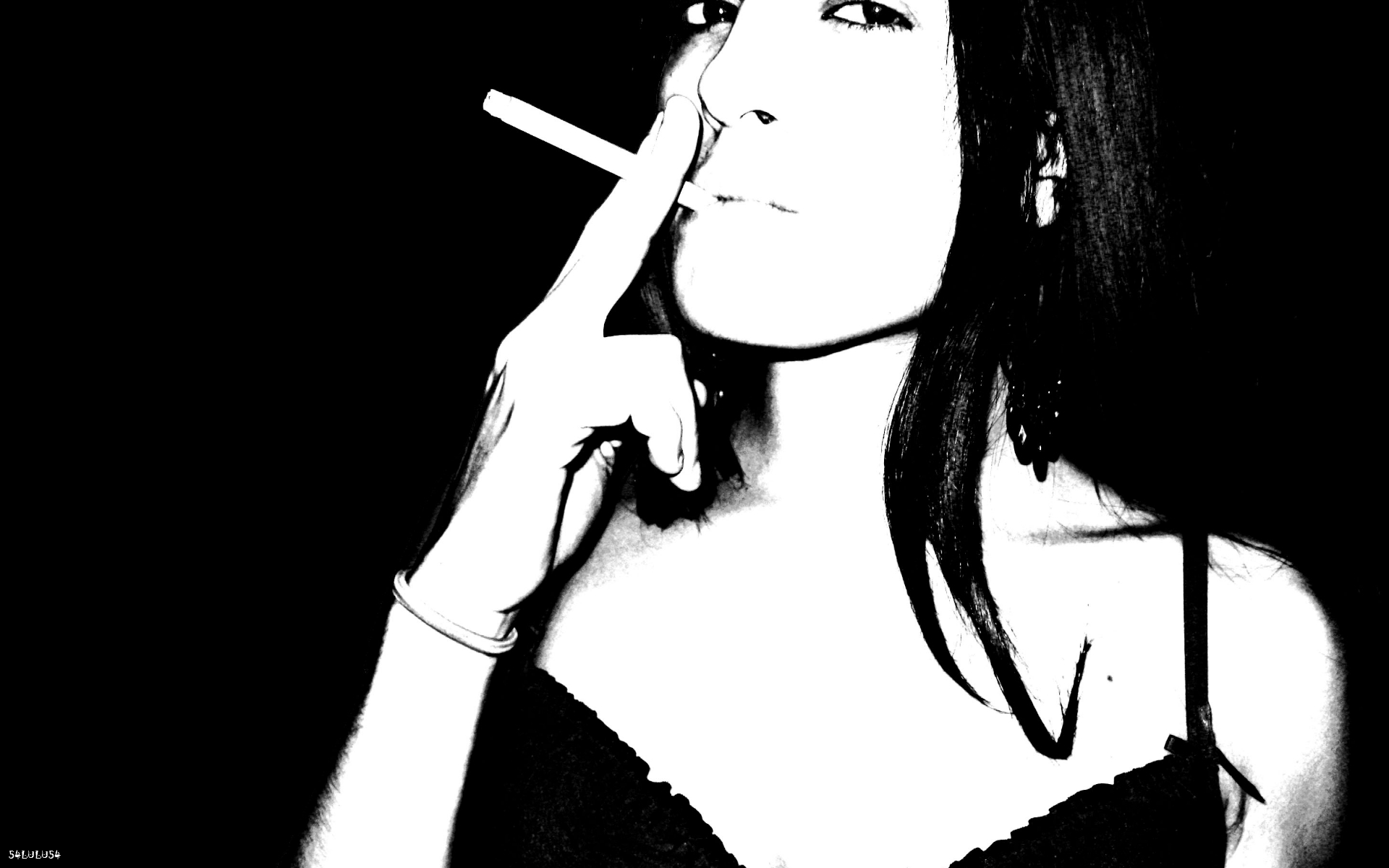 Wallpapers Digital Art Women - Femininity femme féminité noir et blanc cigarette clope dénudé