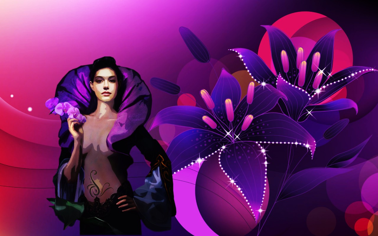 Wallpapers Digital Art Women - Femininity Digital Flowers