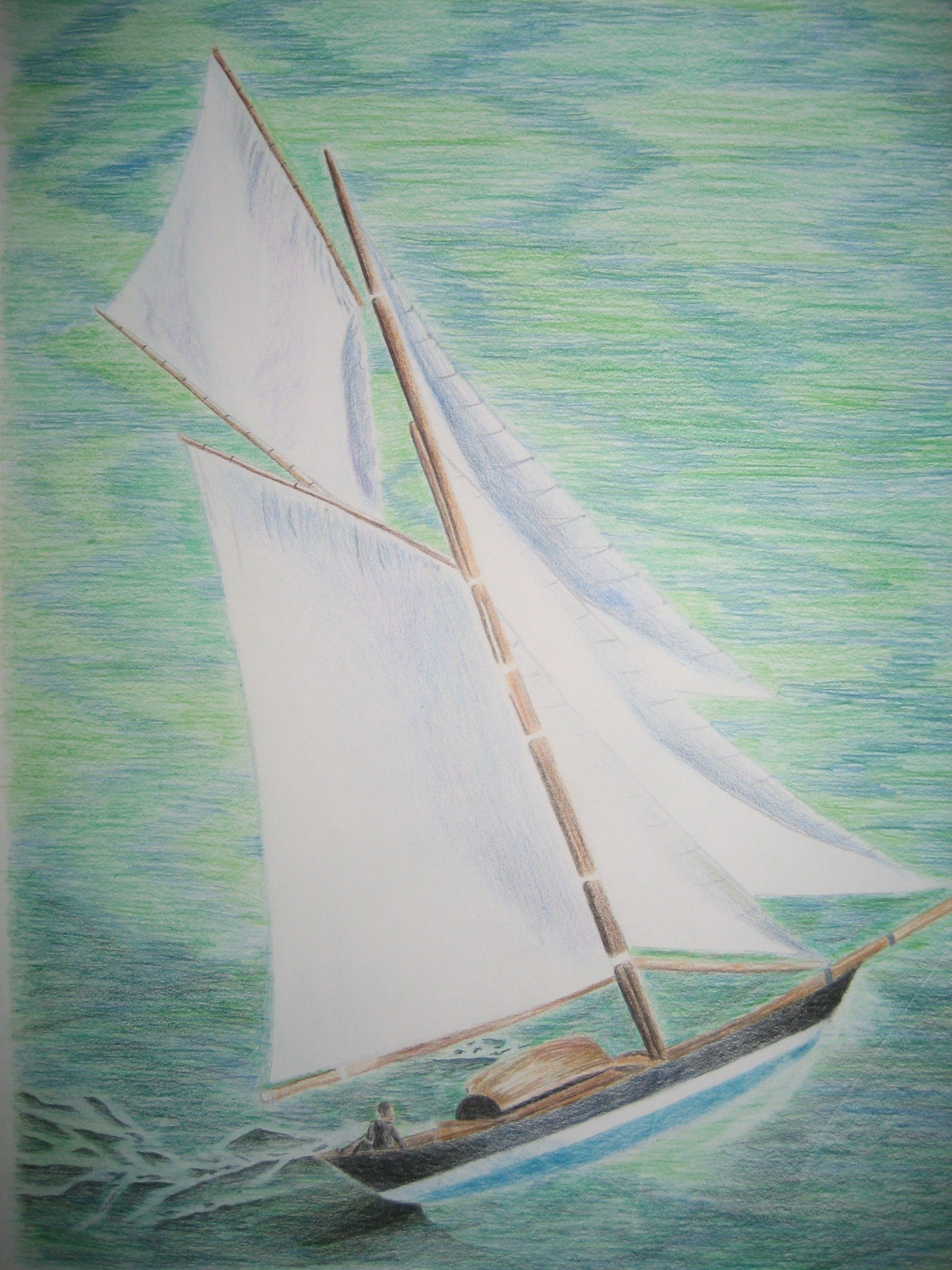 Fonds d'cran Art - Crayon Marine et port de pche Balade en Bateau 