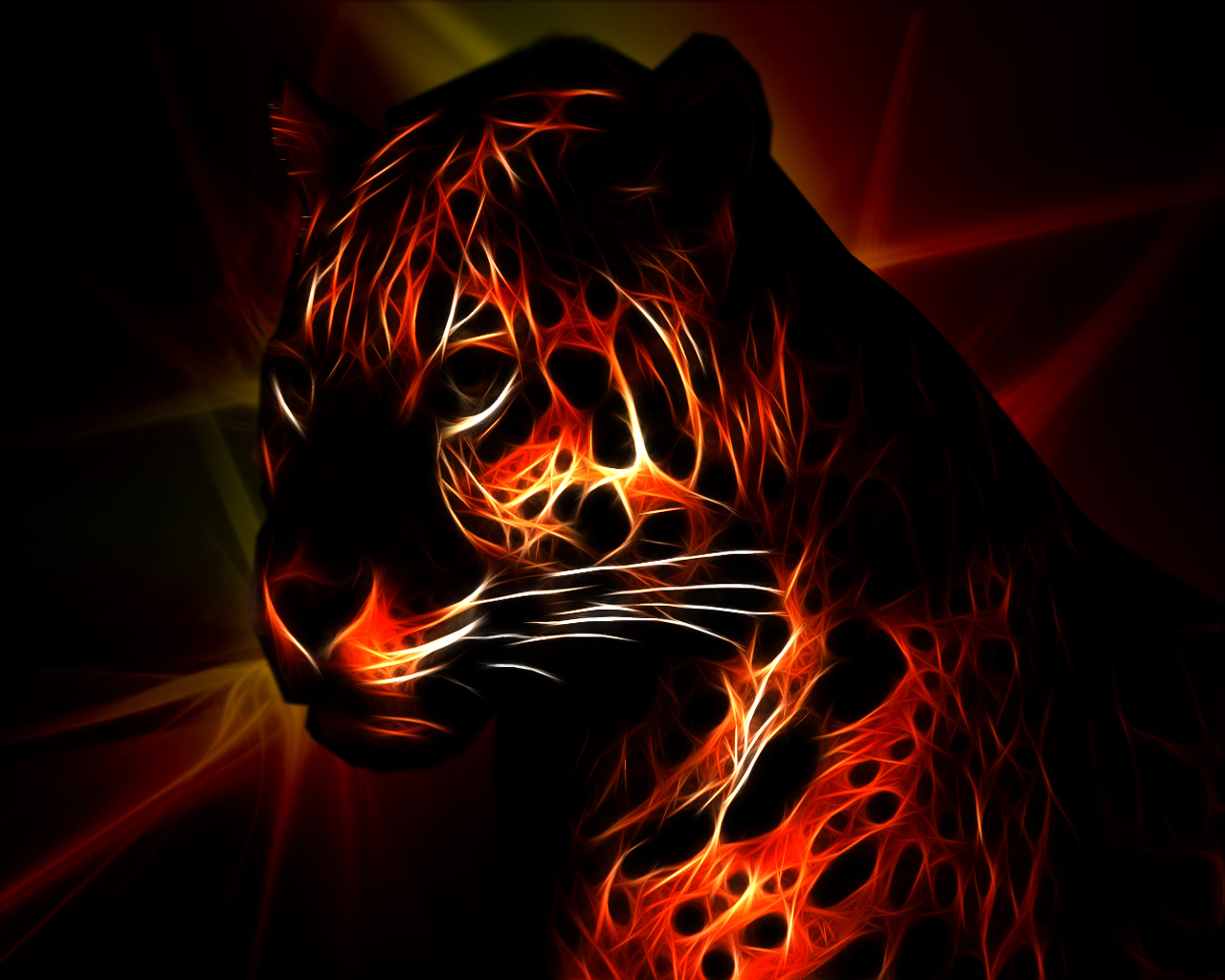 Wallpapers Digital Art Animals jaguar de feu